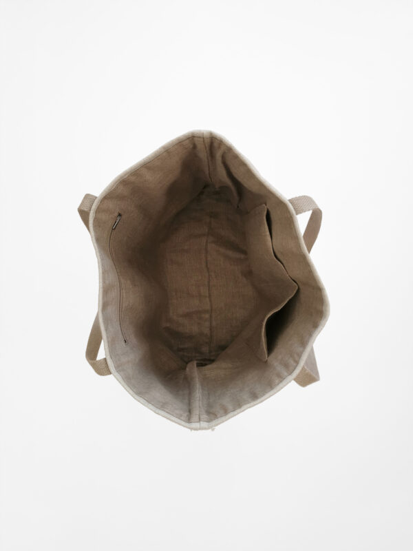 Mira off white beach tote bag sustainable linen cotton from top