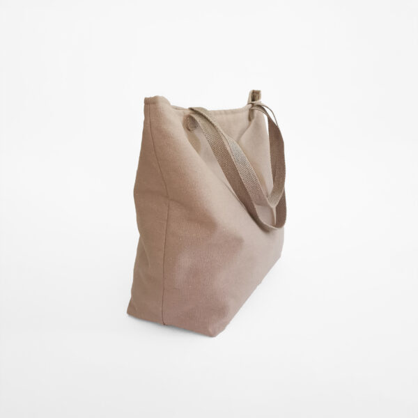 Mira beige taupe beach shopper tote bag sustainable linen cotton from side