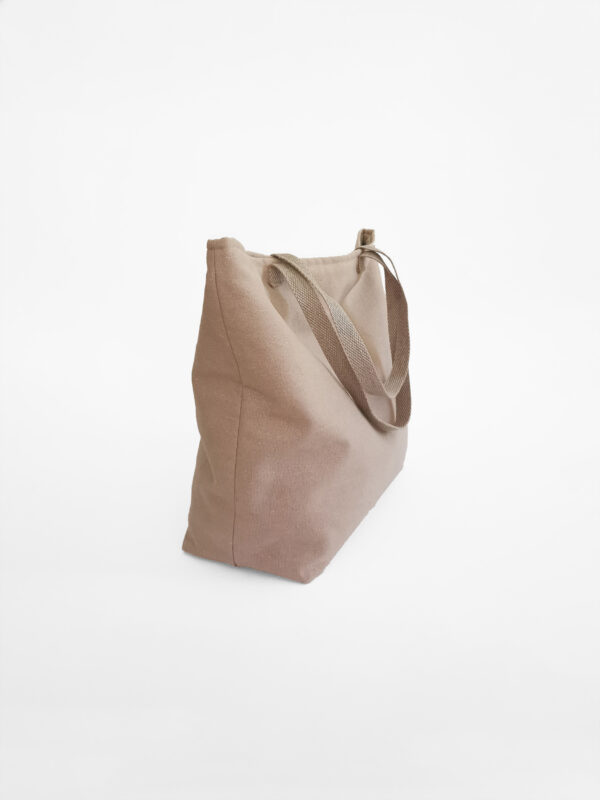 Mira beige taupe beach shopper tote bag sustainable linen cotton from side