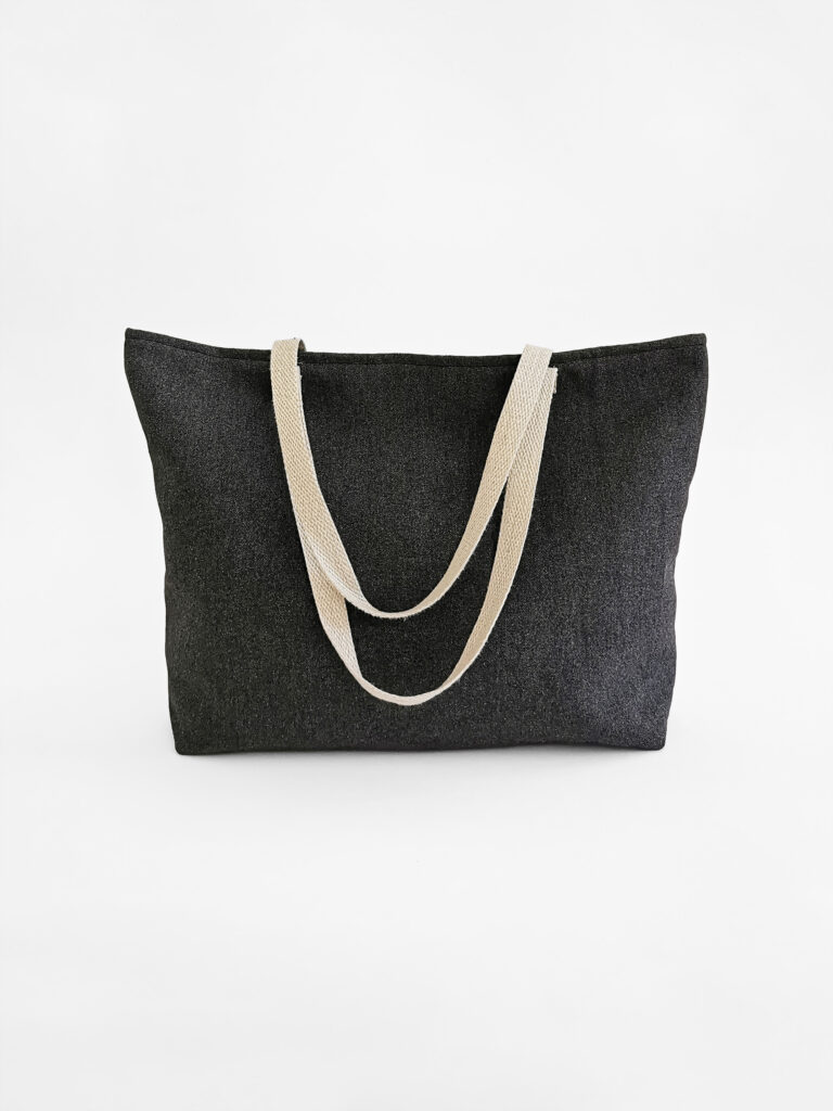 Mira black charcoal beach shopper tote bag sustainable modern linen cotton