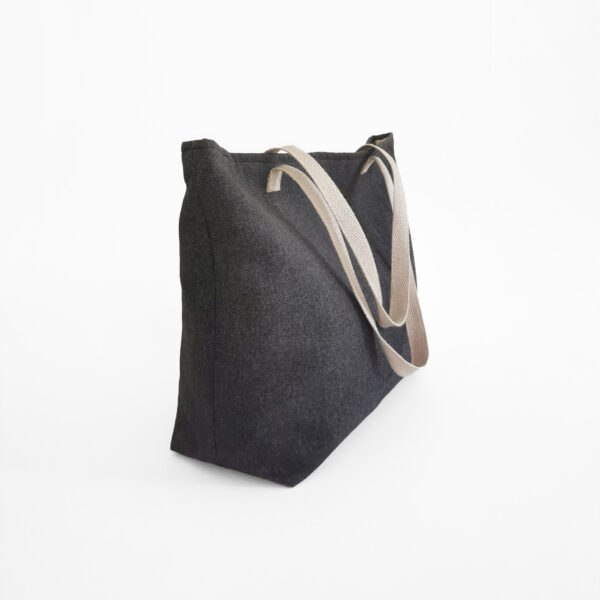 Mira black charcoal beach shopper tote bag sustainable eco linen cotton from side