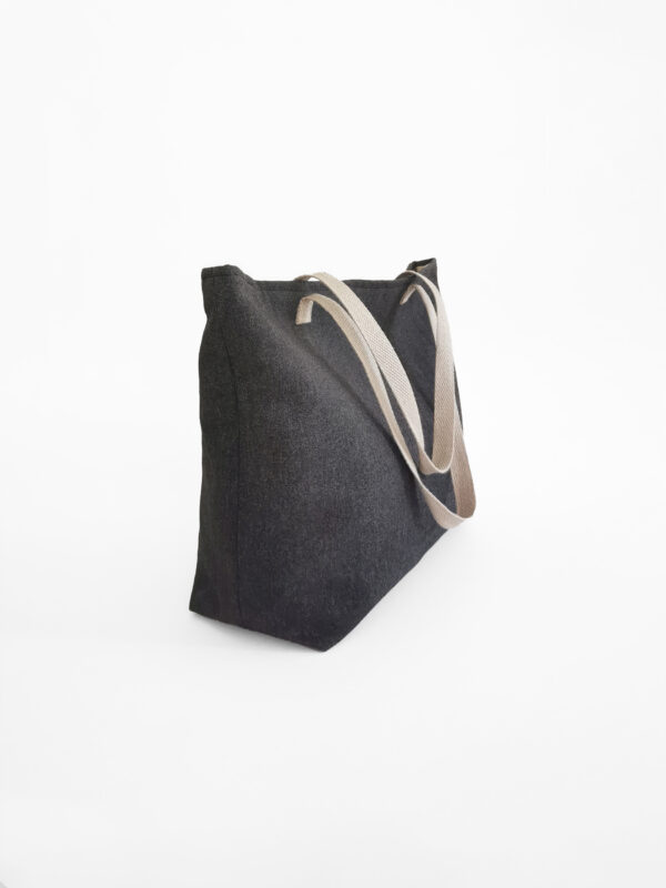Mira black charcoal beach shopper tote bag sustainable eco linen cotton from side